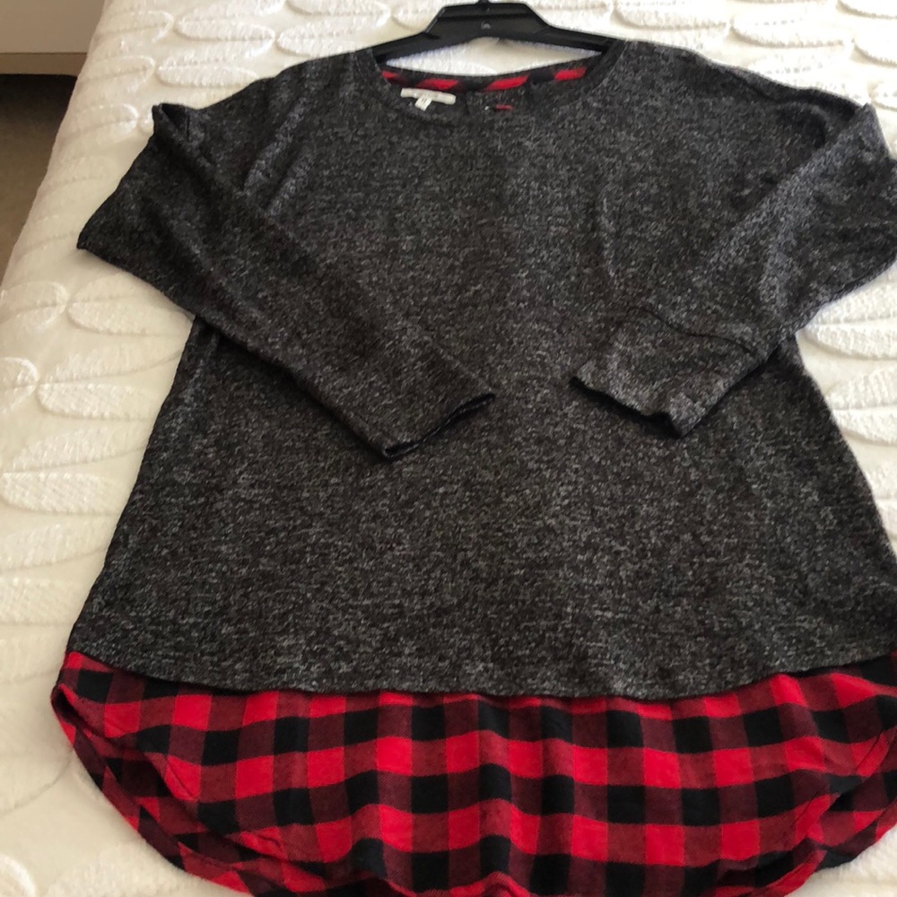 Knit and flannel plaid short dress